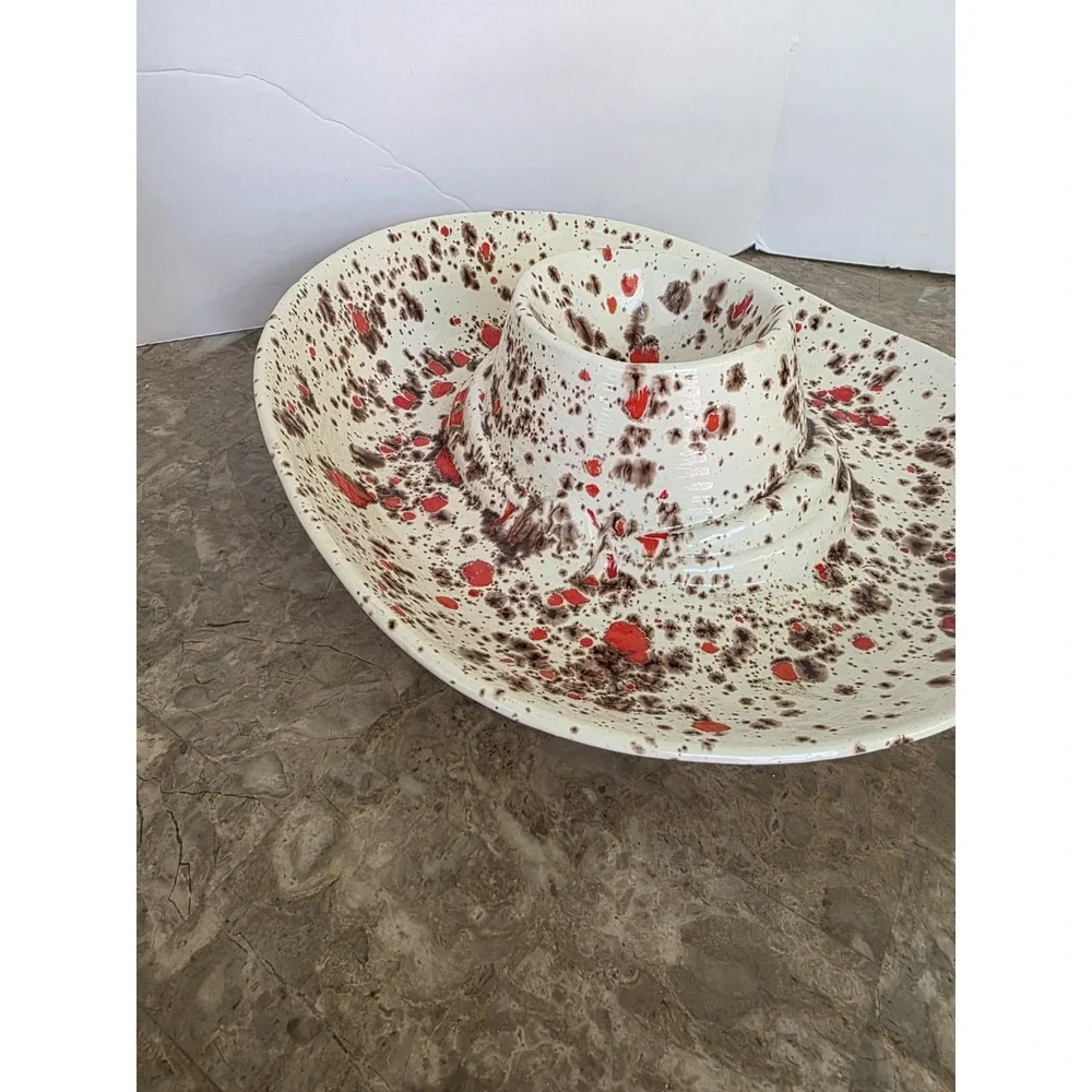 Vintage Ashtray Holland Mold Speckled Splatter Art‎ Brown Orange Trippie